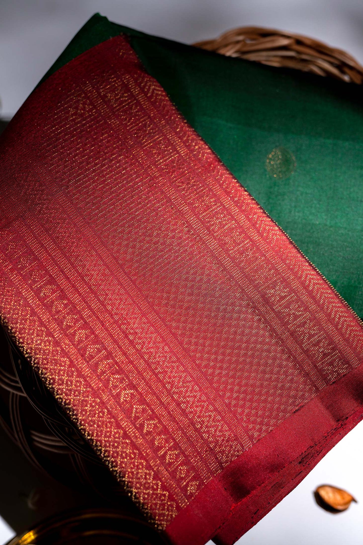 dark green silk saree